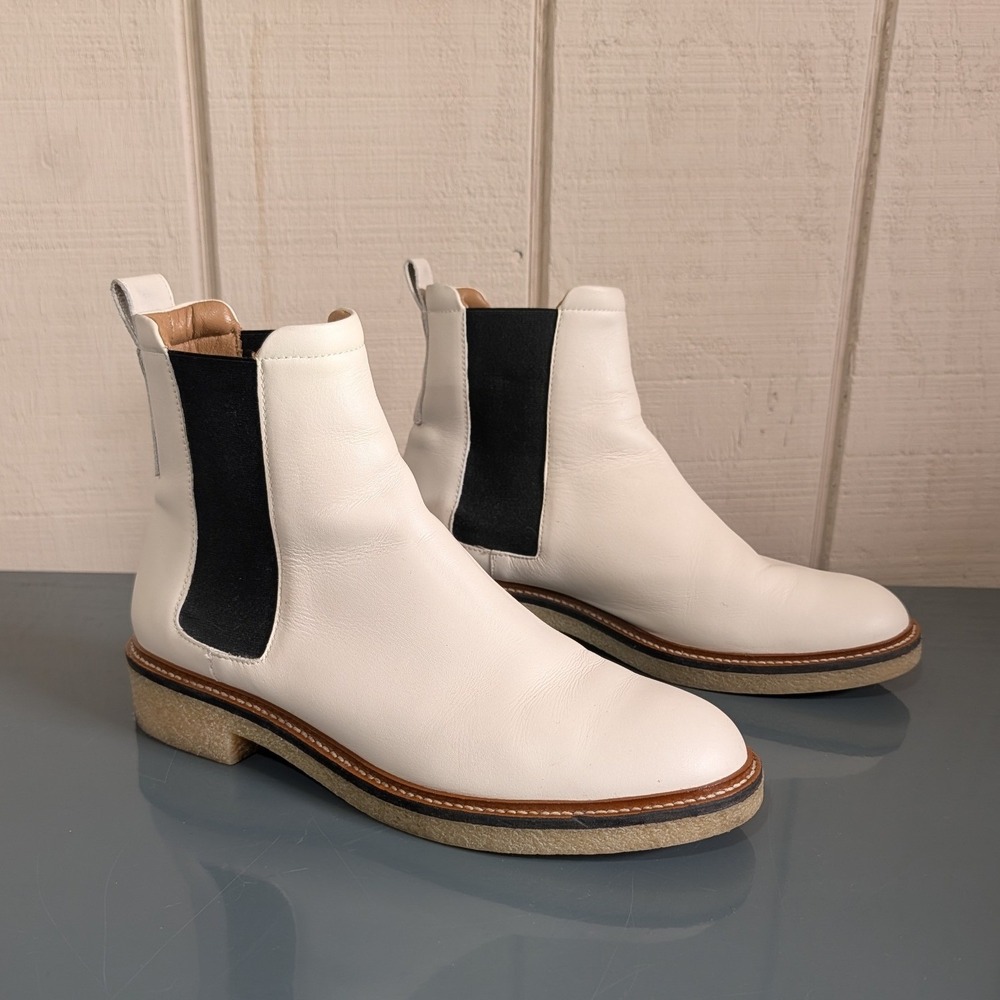 Everlane Cream Leather Chelsea‎ Boot Ankle Crepe Sole Made in Italy Womens 11